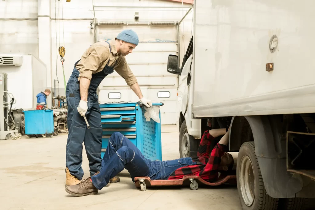 Truck repair shop maintenance service.