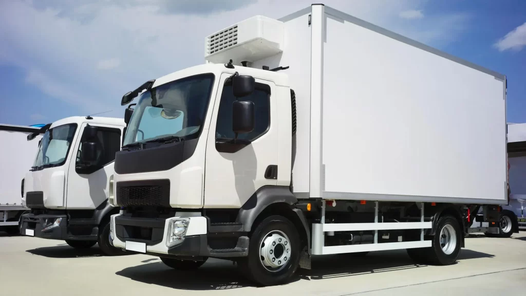 A reefer truck parking and waiting for maintenance.